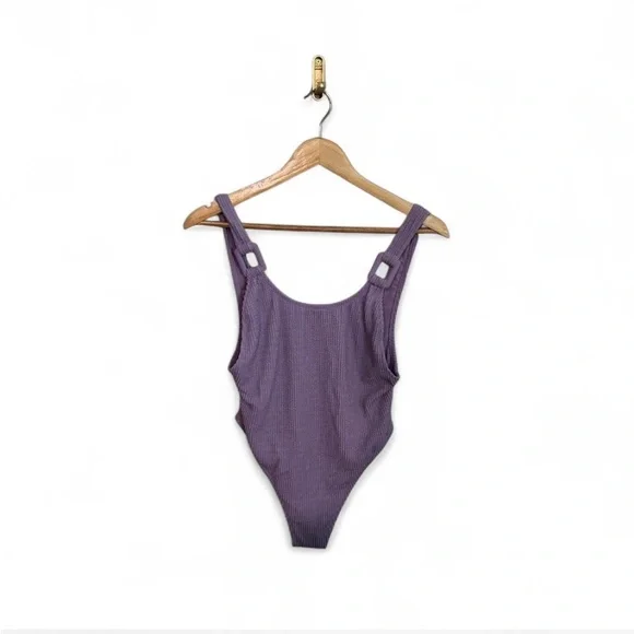 Aerie Lavender Ribbed One-Piece Swimsuit | Size Medium, NWT - Picture 1 of 4
